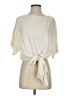 Intermix 100% Silk Ivory Short Sleeve Silk Top Size P (petite) - photo 1