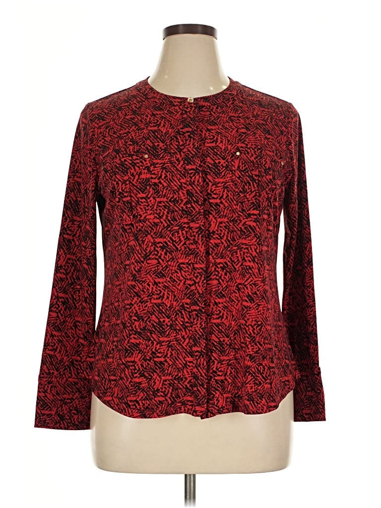 Pre-owned Dana Buchman Long Sleeve Blouse In Red