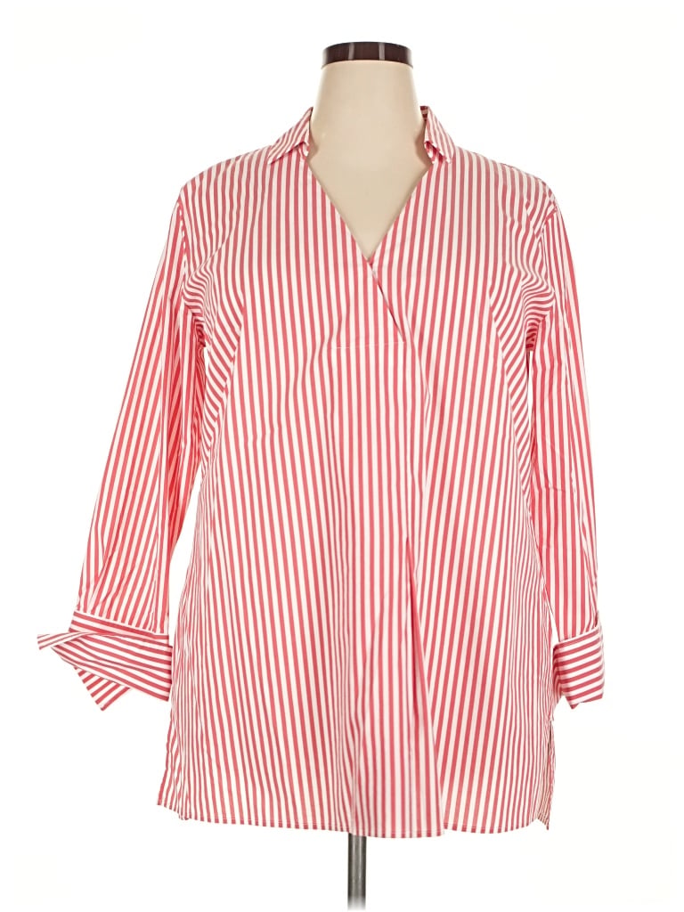 Pre-owned Sejour 3/4 Sleeve Button Down Shirt In Red