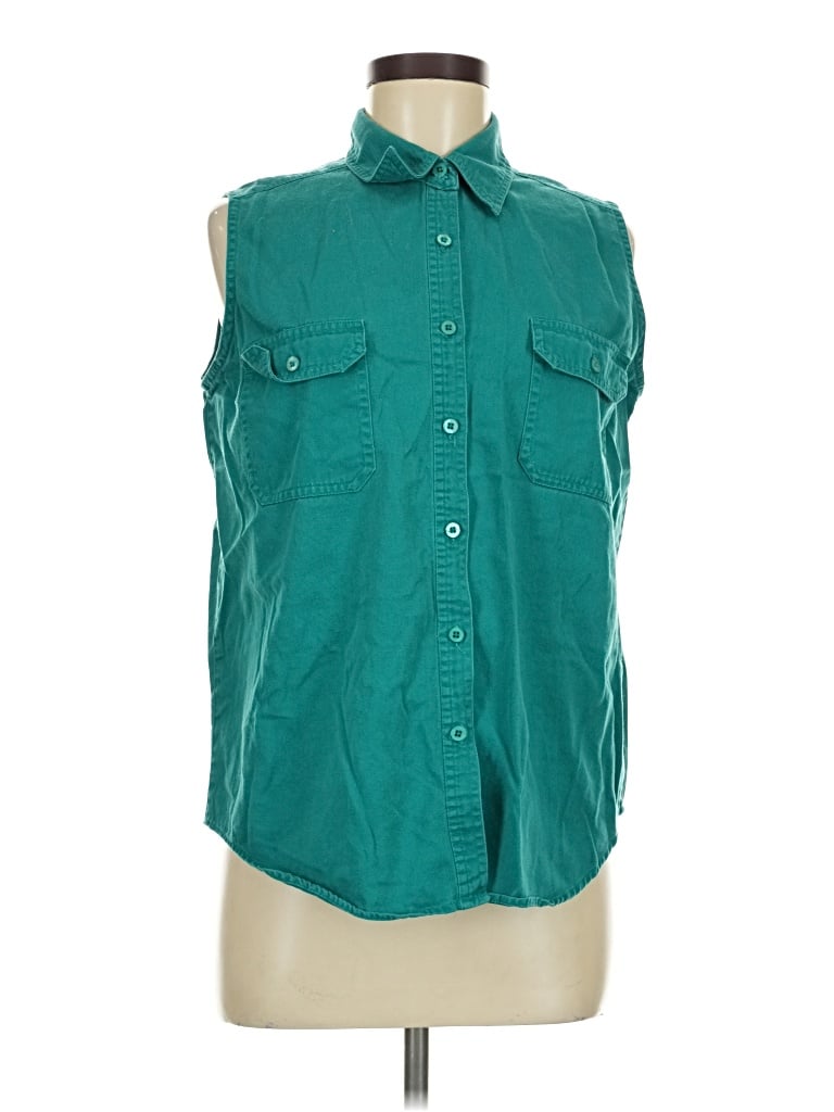 Pre-owned Cherokee Sleeveless Button Down Shirt In Teal