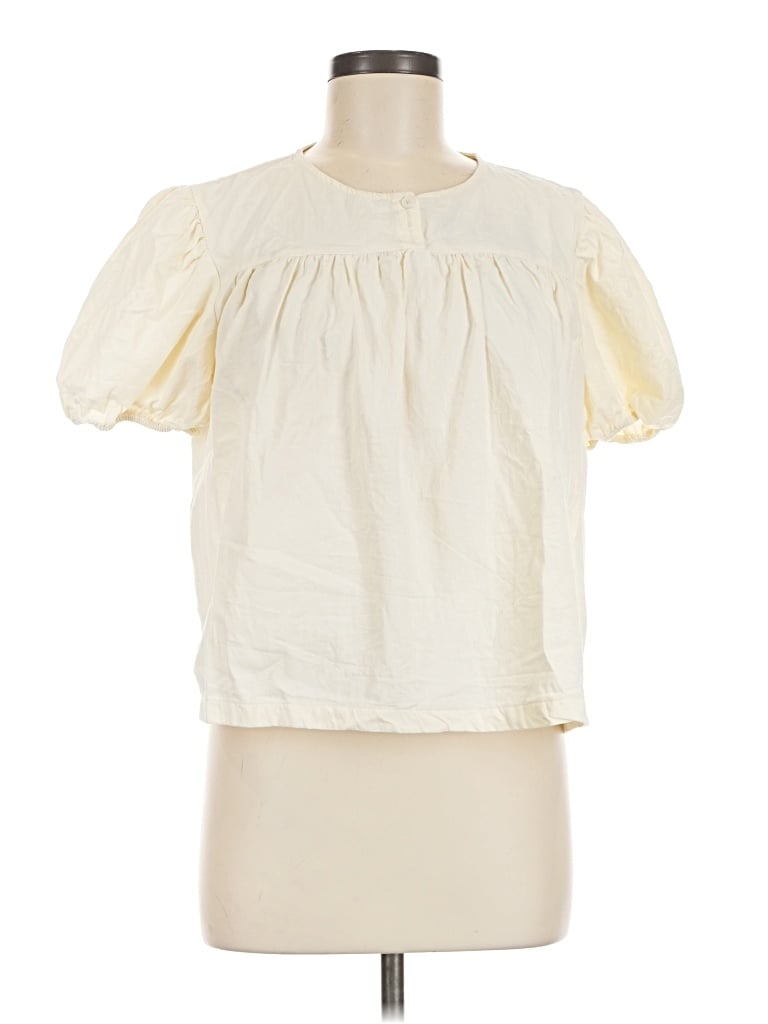 Pre-owned Mod Ref Short Sleeve Blouse In Ivory