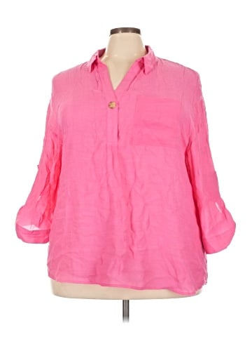 Unique Spectrum 3/4 Sleeve Button-Down Shirt (view 1)