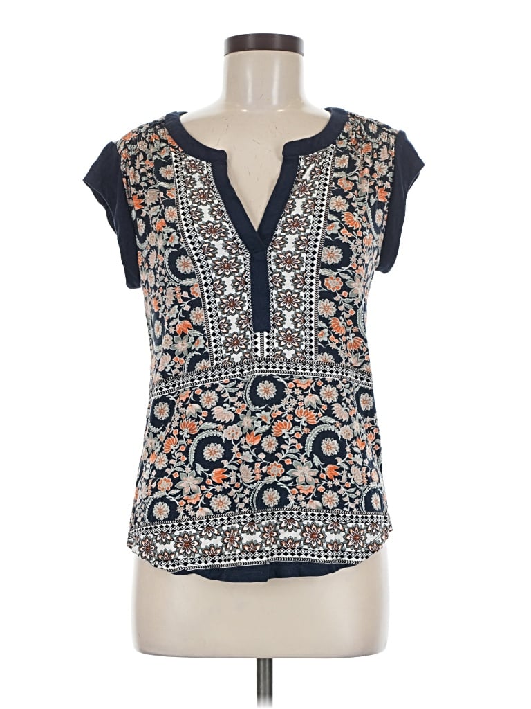 Pre-owned Daniel Rainn Short Sleeve Blouse In Blue