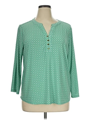 Anne Klein Long Sleeve Henley (view 1)