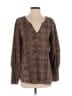 5/48 100% Polyester Animal Print Brown Long Sleeve Blouse Size M - photo 1