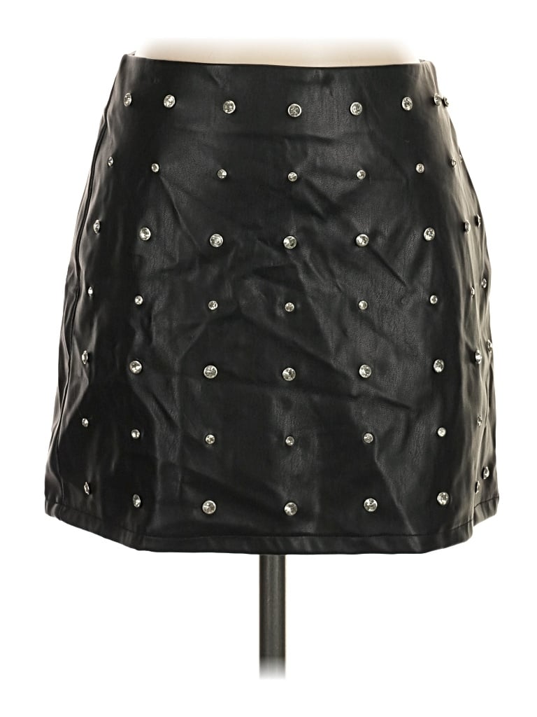 Pre-owned Sincerely Jules Faux Leather Skirt In Black