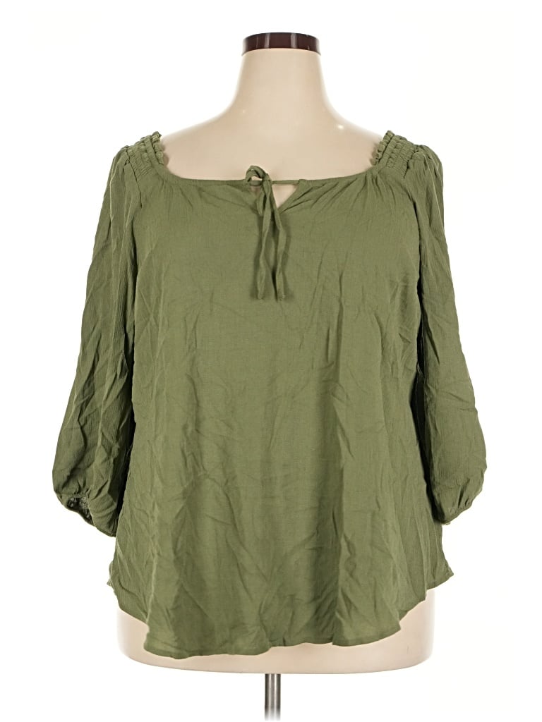Torrid 3/4 Sleeve Blouse In Green