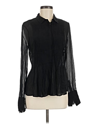 Theory Long Sleeve Silk Top (view 1)