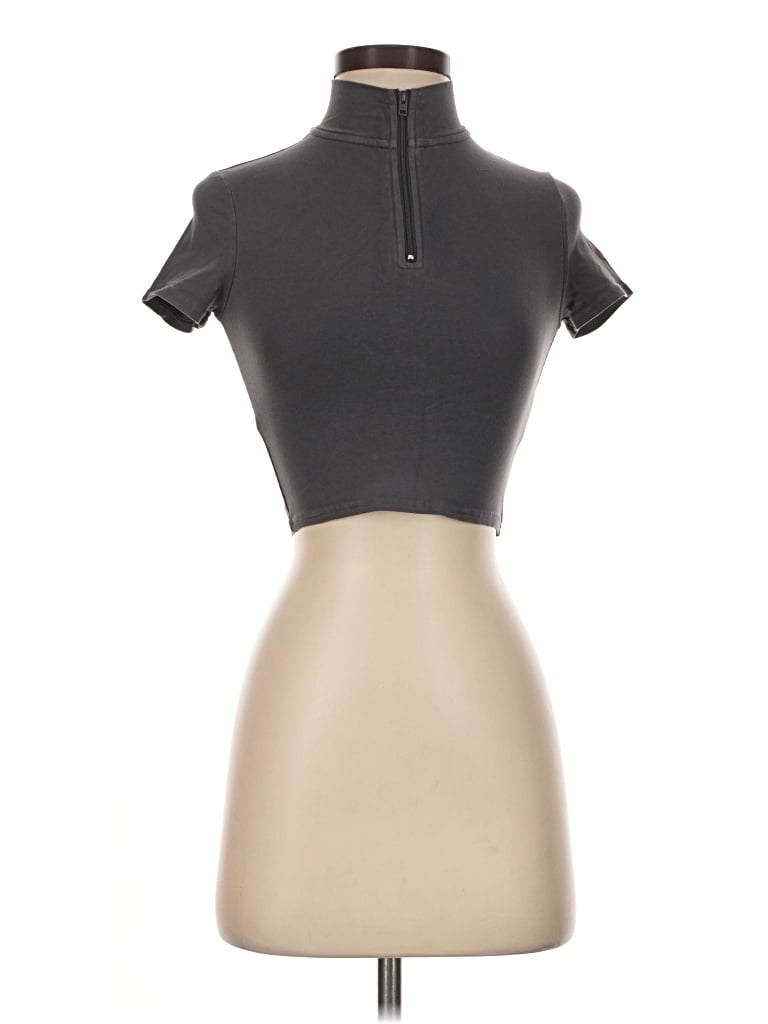 Pre-owned Tna Short Sleeve Top Gray Keyhole Neckline Tops