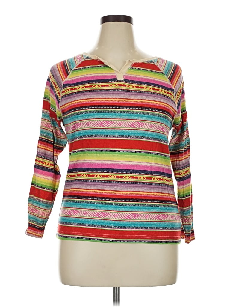 Pre-owned Chaps 3/4 Sleeve Top Gold V-neck Tops