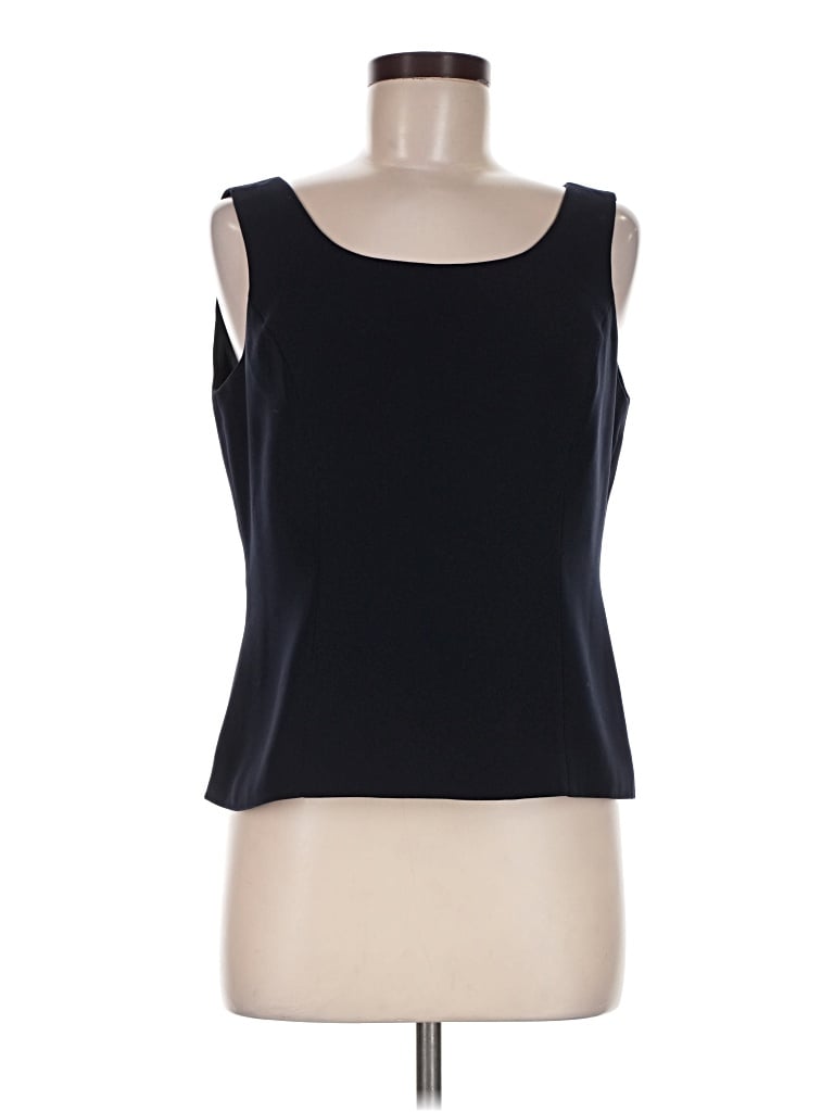 Pre-owned Kasper Sleeveless Top Black Scoop Neck Tops