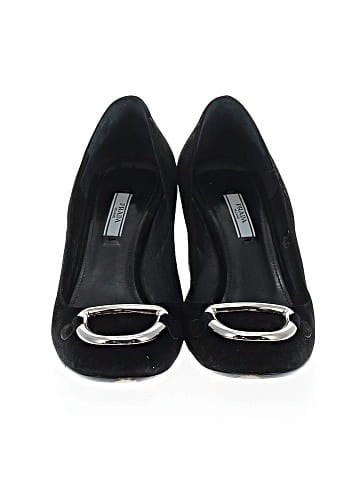 Prada Suede Mid Heel Buckle Pumps (view 2)
