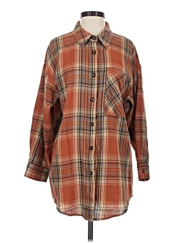 Allegra K 3/4 Sleeve Button-Down Shirt (view 1)