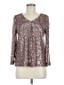 Cable & Gauge Metallic Silver Long Sleeve Blouse Size M - photo 1