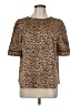 Ann Taylor LOFT 100% Polyester Animal Print Brown Short Sleeve Blouse Size M - photo 1