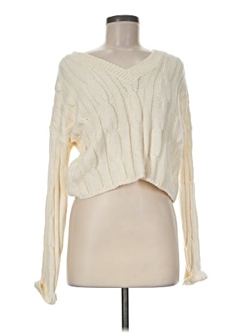 Madewell Cable-Knit V-Neck Crop Sweater (view 1)