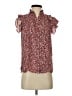 CeCe 100% Polyester Floral Red Short Sleeve Blouse Size XS - photo 1