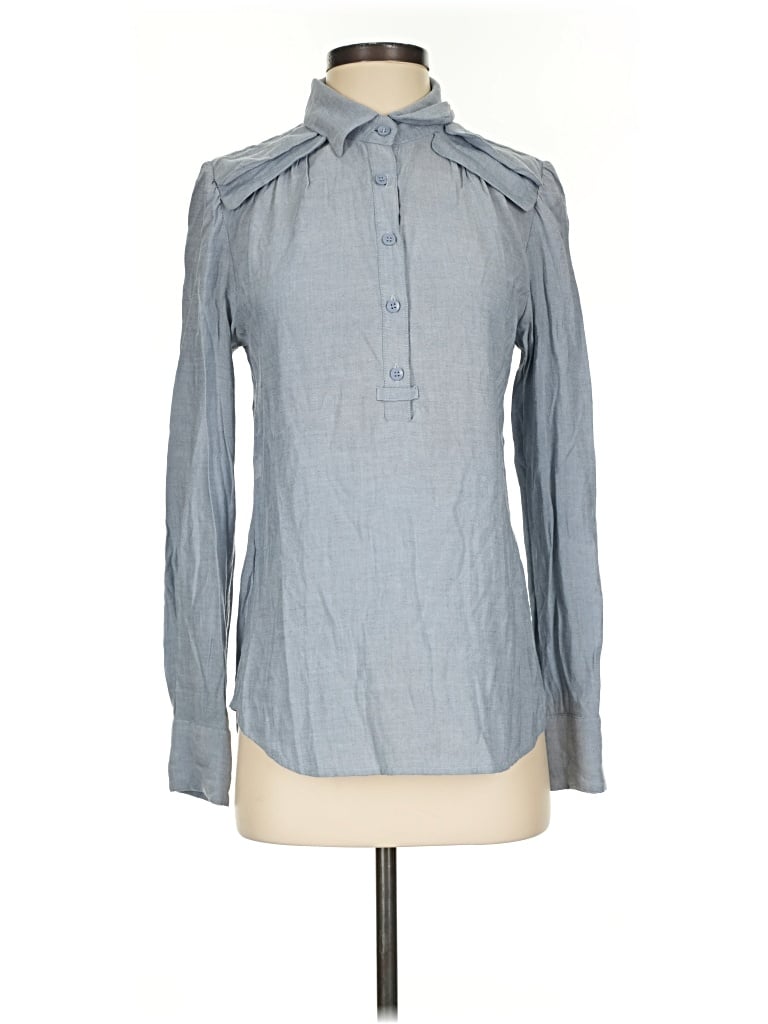 Pre-owned Bcbgeneration Long Sleeve Blouse In Blue