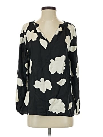 Theory Long Sleeve Silk Top (view 1)