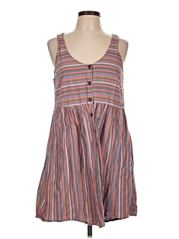 Madewell Scoopneck Tank Dress in Rainbow Stripe (view 1)