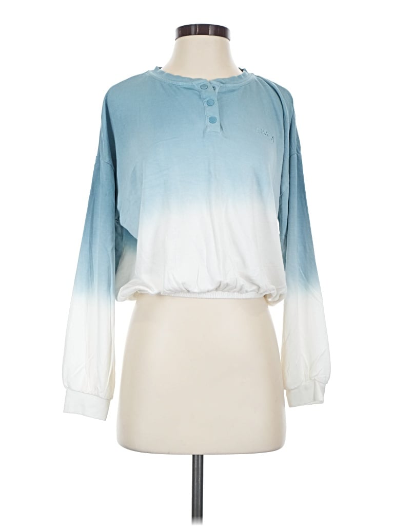 Pre-owned Rvca Long Sleeve Blouse In Blue