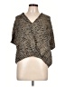 DR2 100% Rayon Animal Print Brown Short Sleeve Blouse Size L - photo 1