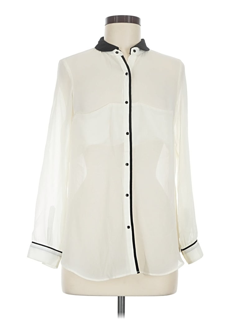 Pre-owned Zara Trf Long Sleeve Blouse In Ivory