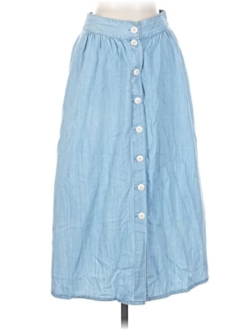 Madewell Palisade Button-Front Midi Skirt in Indigo (view 1)