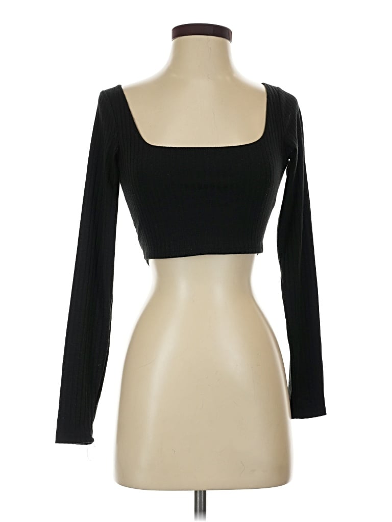 Pre-owned Lulus Long Sleeve Top Black Square Neckline Tops