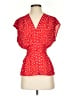 Max Studio 100% Polyester Red Short Sleeve Blouse Size S - photo 1