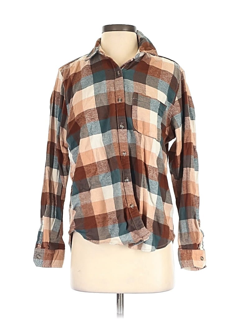 Pre-owned Universal Thread Long Sleeve Button Down Shirt In Brown