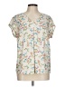 DR2 Floral Ivory Short Sleeve Blouse Size L - photo 1