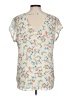 DR2 Floral Ivory Short Sleeve Blouse Size L - photo 2