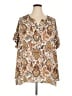 DR2 100% Polyester Paisley Brown Short Sleeve Blouse Size 2X - photo 1