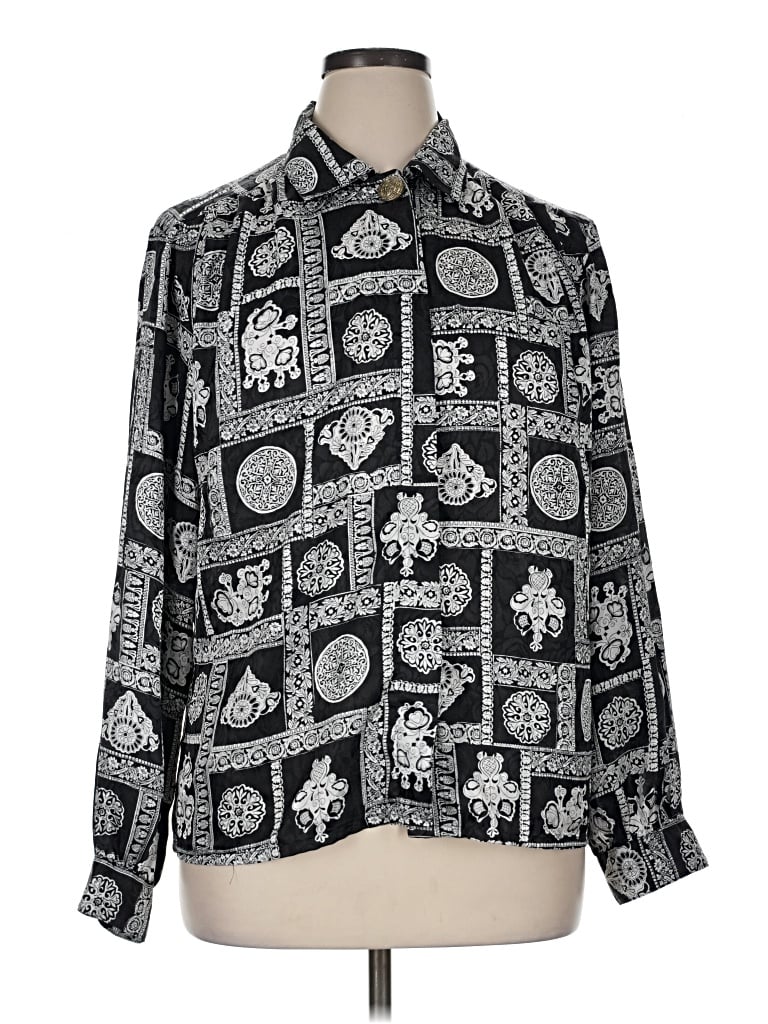 Pre-owned Notations Long Sleeve Blouse In Silver