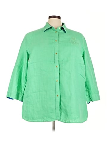 Lauren by Ralph Lauren 3/4 Sleeve Button-Down Shirt (view 1)