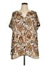 DR2 100% Polyester Paisley Brown Short Sleeve Blouse Size 1X - photo 1