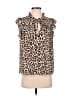 J.Crew 100% Polyester Animal Print Brown Sleeveless Blouse Size M - photo 1