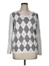 Basic Editions 100% Cotton Argyle Silver White Pullover Sweater Size XL - photo 1