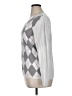 Basic Editions 100% Cotton Argyle Silver White Pullover Sweater Size XL - photo 5