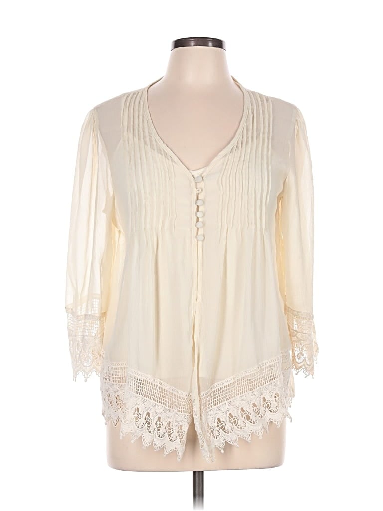 Pre-owned Adiva 3/4 Sleeve Blouse In Ivory
