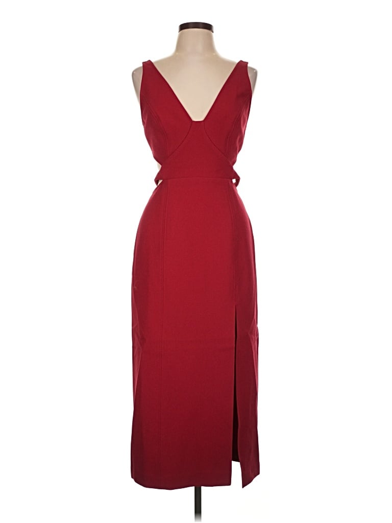 Pre-owned C/meo Collective Cocktail Dress In Burgundy