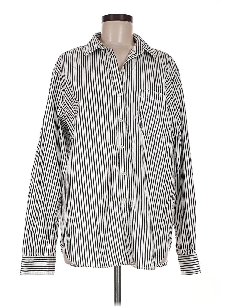 Pre-owned Unsubscribed Long Sleeve Button Down Shirt In Silver