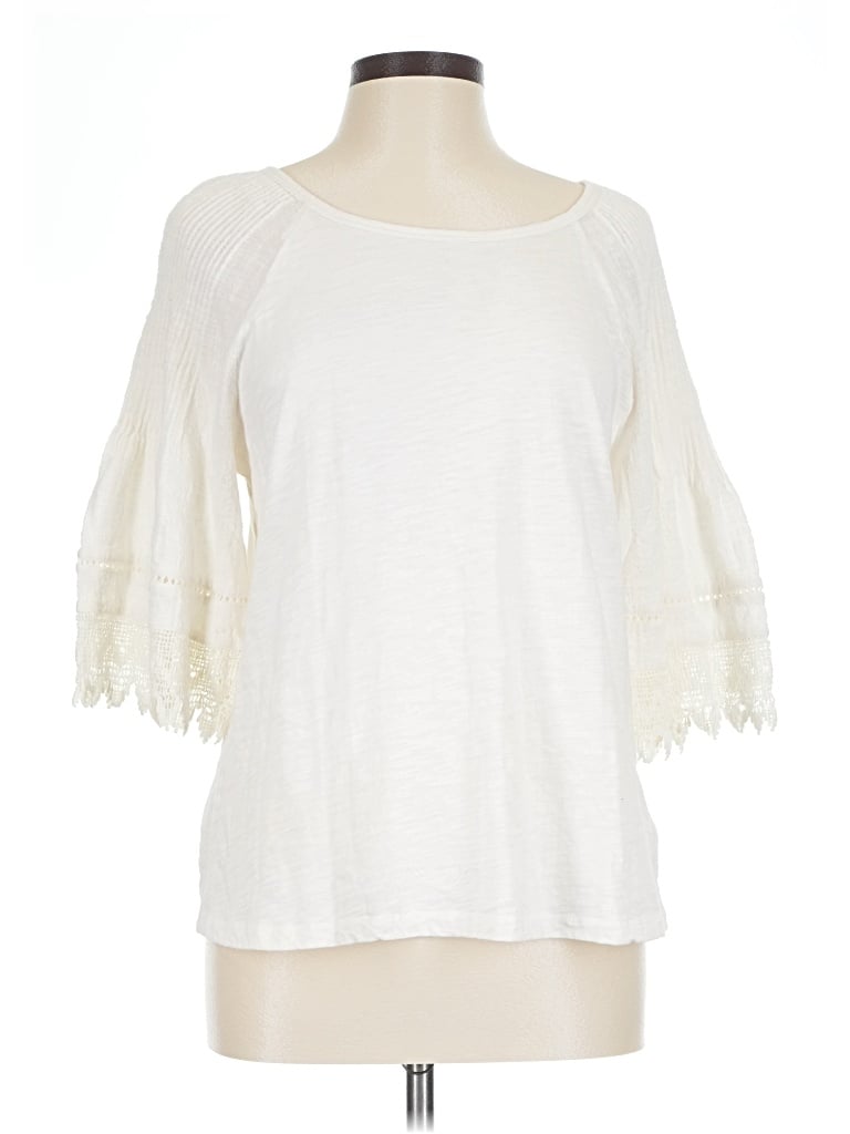 Pre-owned Eri + Ali 3/4 Sleeve Top Ivory Cold Shoulder Neckline Tops