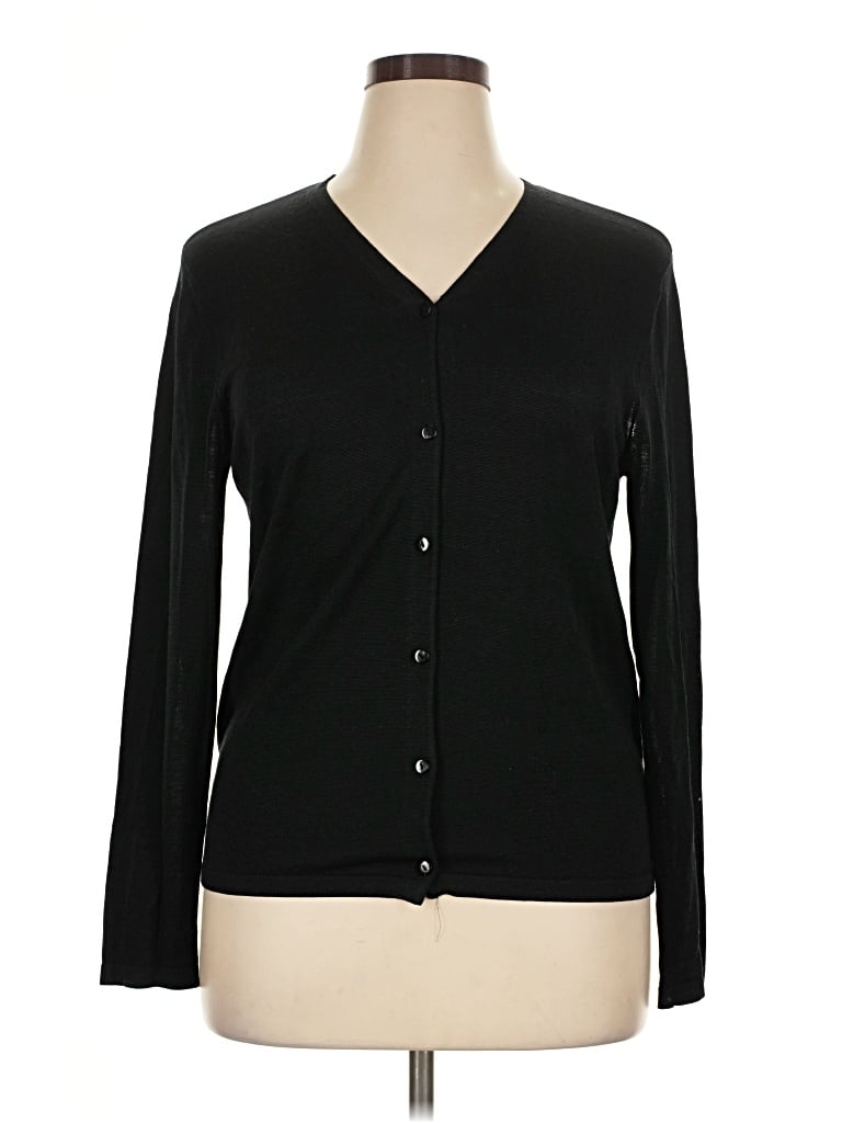 Pre-owned August Silk Cardigan Sweater In Black