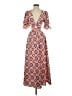 Shein 100% Polyester Print Red Casual Dress Size 4 - photo 1