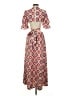 Shein 100% Polyester Print Red Casual Dress Size 4 - photo 2
