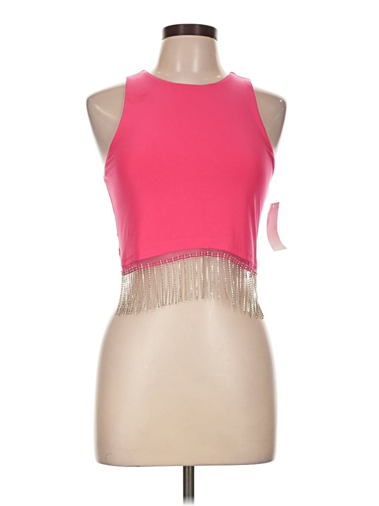 Pre-owned Moa Moa Sleeveless Top Pink Halter Neckline Tops