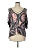 Bisou Bisou 100% Polyester Black Short Sleeve Blouse Size L - photo 1