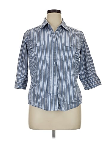 Fashion Bug 3/4 Sleeve Button-Down Shirt (view 1)